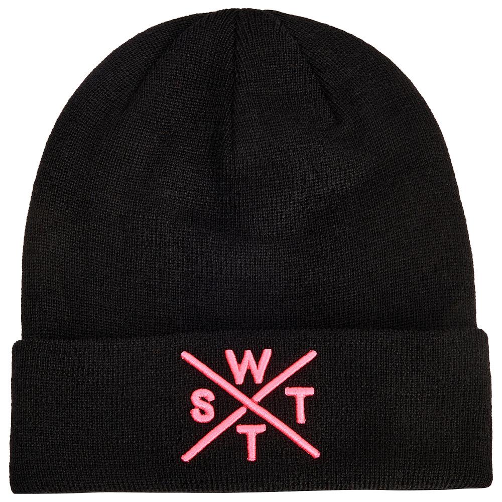 Watts - Piano Cuffed Beanie Black Cross Fluo Pink - Beanies