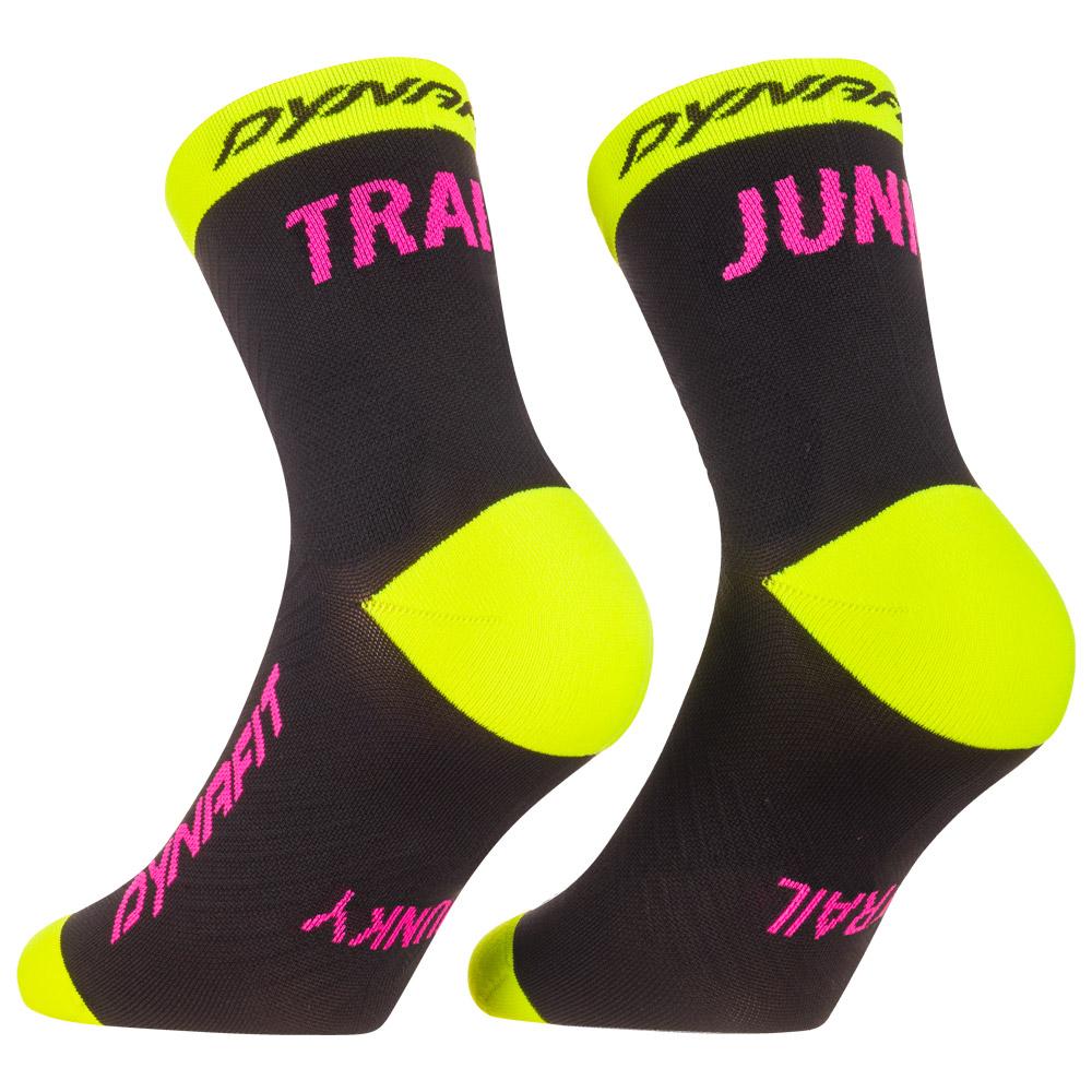 Dynafit - Trail Mid Socks Black Out Ultra Yellow - 35-38 - Socken - Größe 35-38 - Schwarz - Glisshop.de