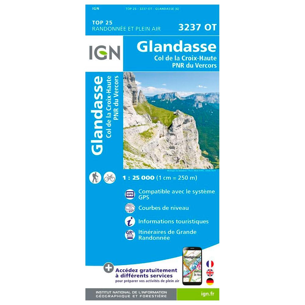 IGN - 3237OT Glandasse, Col de la Croix-Haute, PNR du Vercors - Map