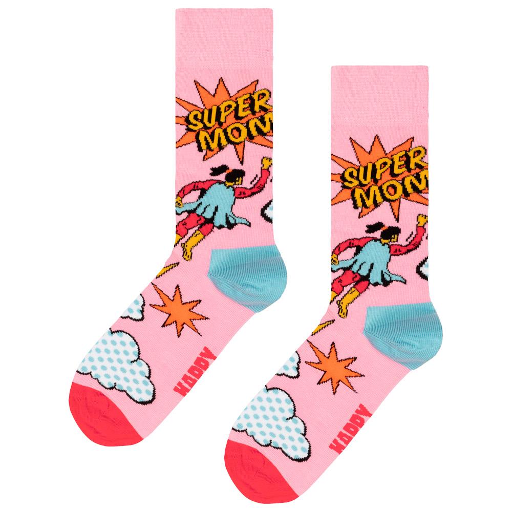 Happy Socks - Crew Socks Flying Super Mom Orange - 36-40 - Socken - Größe 36-40 - Goldange - Glisshop.de