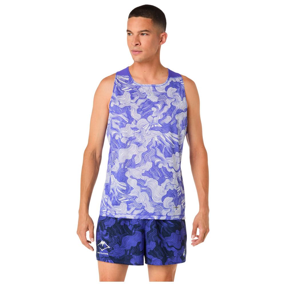 Asics - Fujitrail Singlet Cobalt Burst Cream - L - Trail tee-shirt