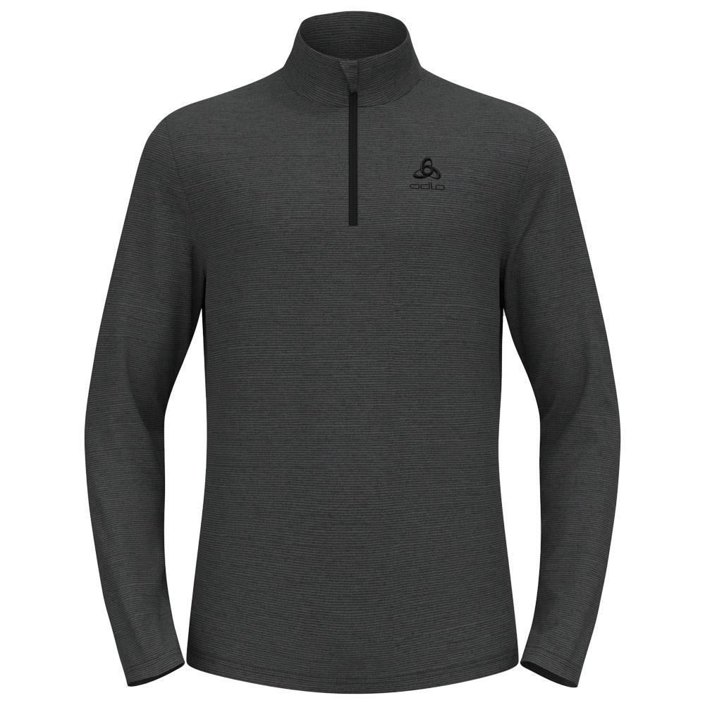 Odlo - Roy Mid Layer 1/2 Zip Shale Grey Black Stripes - M - Fleece