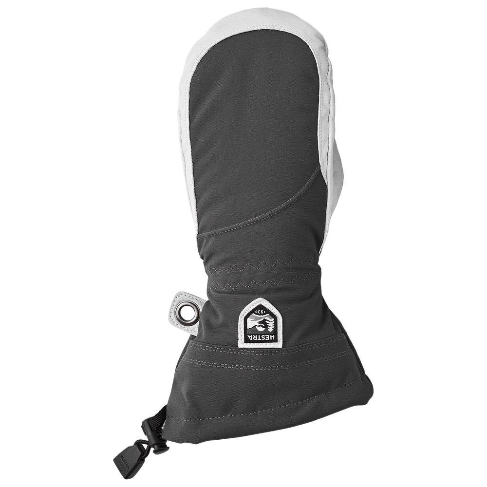 Hestra - Army Leather Heli Ski Female Mitt Grey Offwhite - 6 - Fäustling - Größe 6 - Weiß - Damen - Glisshop.de
