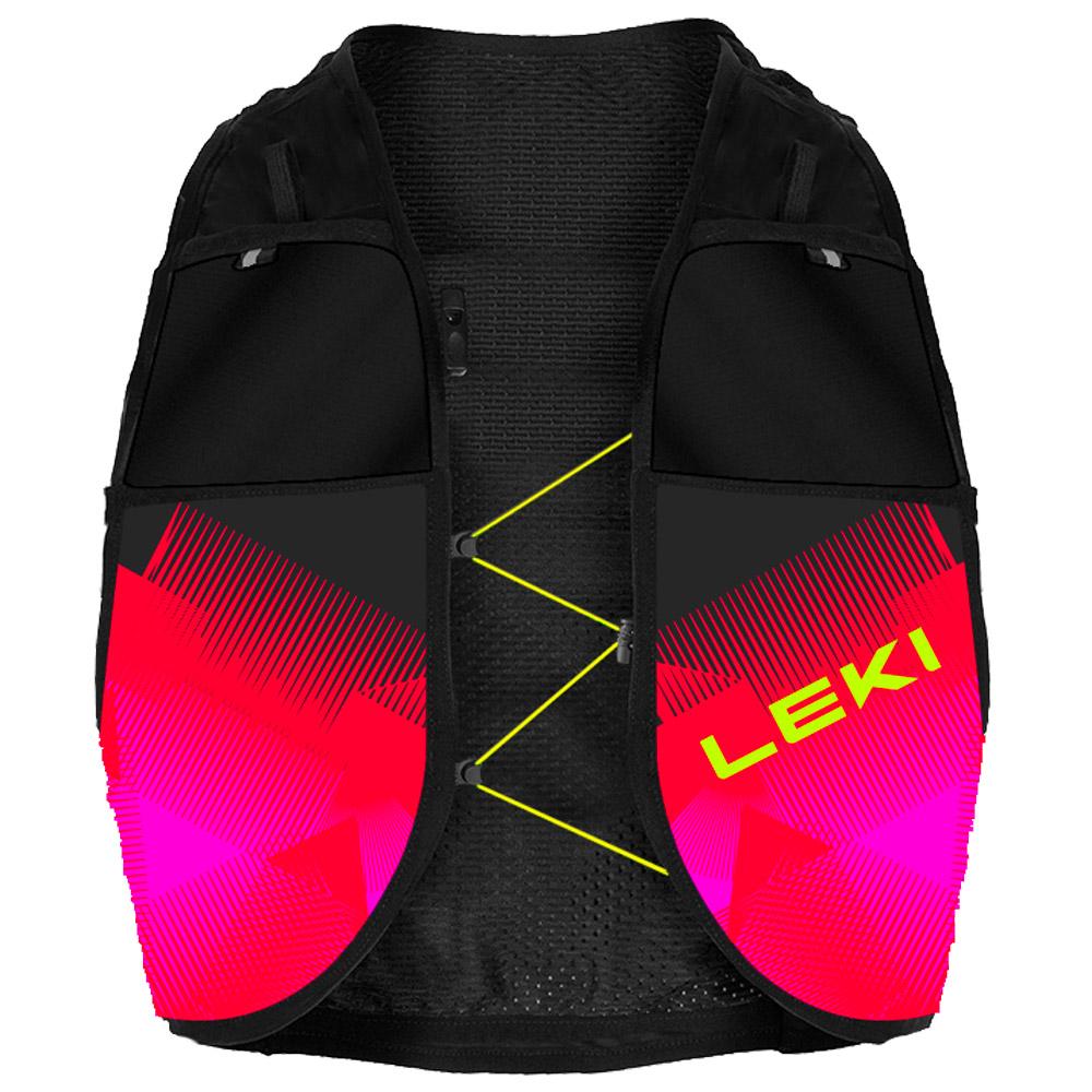 Leki - Trail Running Quiver Vest 6L Black Bright Red Neon Pink - S-M - Trail Trinkweste - Größe S-M - Schwarz - Glisshop.de
