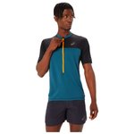 Asics Tee-shirt de trail Fujitrail Top Magnetic Blue Performance Black Présentation