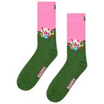 Happy Socks Sokken Crew Socks Kitten And Flowers Green Voorstelling