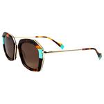 Binocle Eyewear Zonnebrillen Rosalia Shiny Gold Pastel Blue Tortoise Gradient Brown Polarized Voorstelling