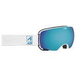 AZR Masque de Ski Fusion Otg Mat Blanc Full Bleu Multicouche + Jaune Présentation