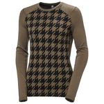 Helly Hansen Technische onderkleding W Lifa Merino Midweight Gra Crew Sepia Houndstooth Aop Voorstelling