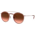 Ray Ban Sunglasses RB3647N Round Double Bridge Polished Copper Gradient Brown Overview