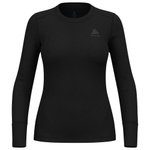 Odlo Technical underwear Top Crew Neck L/S Merino 200 W Black Overview