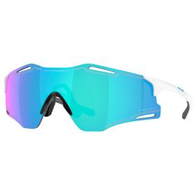 Oakley Occhiali da sole Cybr Zero Polished White Prizm Sapphire Presentazione Oakley Occhiali da sole Cybr Zero Polished White Prizm Sapphire Presentazione