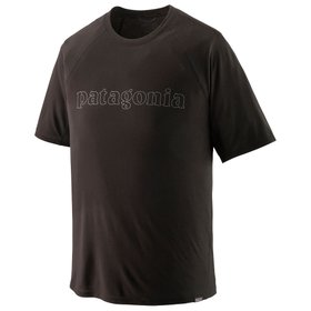 Patagonia Trail tee-shirt M's Cap Cool Trail Graphic Shirt Outline Text Logo Black Overview Patagonia Trail tee-shirt M's Cap Cool Trail Graphic Shirt Outline Text Logo Black Overview