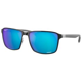 Ray Ban Zonnebrillen RB3721 Polished Black Silver Chromance Polar Blue Voorstelling Ray Ban Zonnebrillen RB3721 Polished Black Silver Chromance Polar Blue Voorstelling