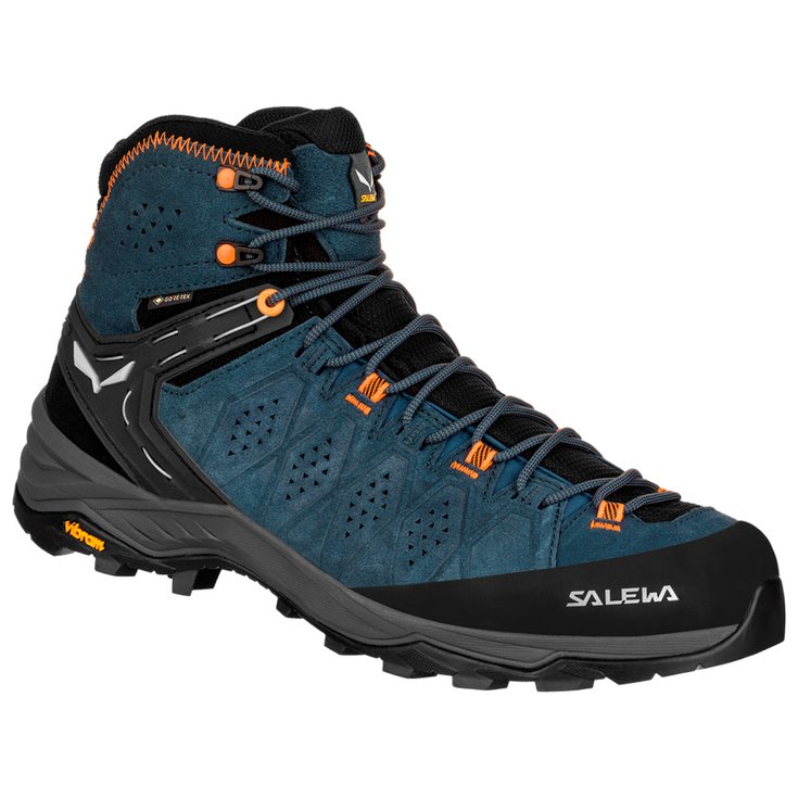 Salewa Chaussures de randonnée Alp Trainer 2 Mid GTX Denim Fluo Orange Présentation