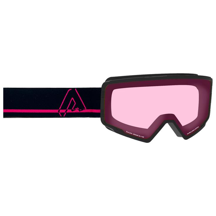 AZR Masque de Ski Slalom Noir Mat Irisé Rose Multicouche Présentation