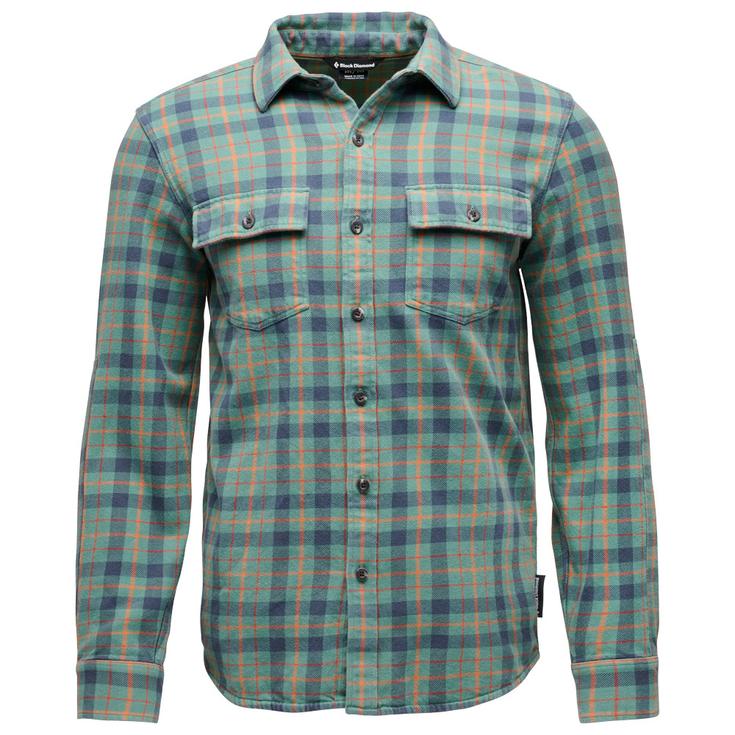 Black Diamond Camicia da trekking Project Twill Long Sleeve Laurel Green Charcoal Presentazione