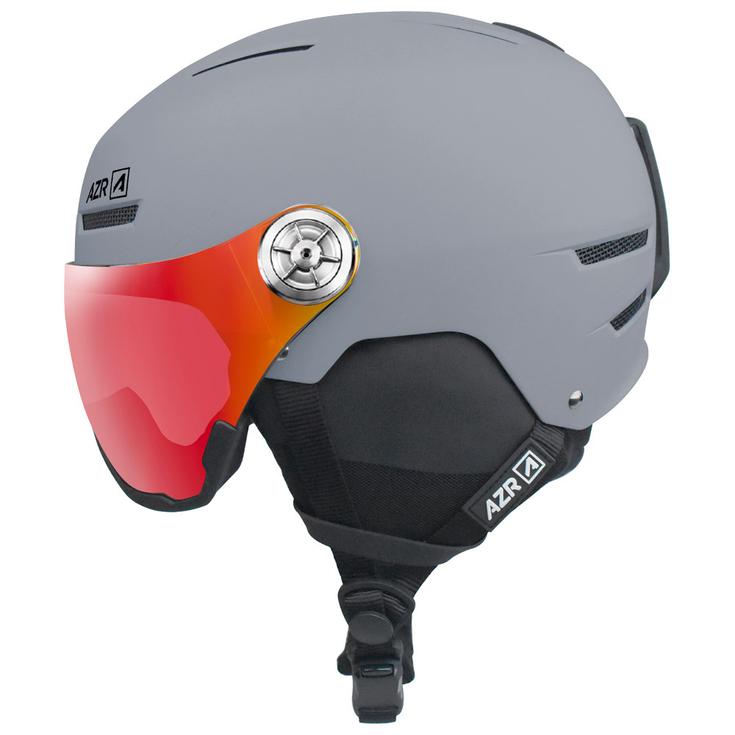 AZR Visor Helm Slider Visor Gris Mat Irisé Rouge Multicouche Voorstelling