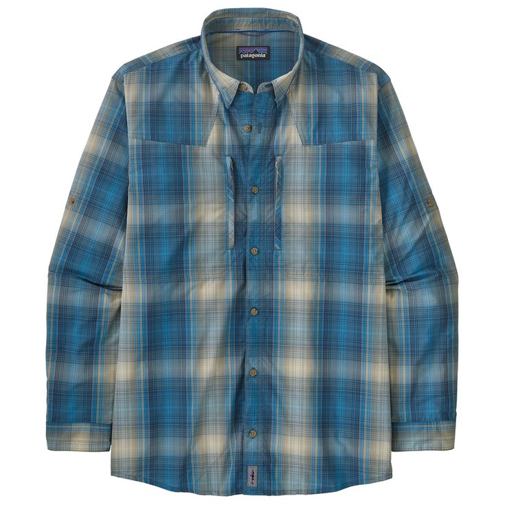 Patagonia Shirt Sun Stretch San Miguel Wavy Blue Overview