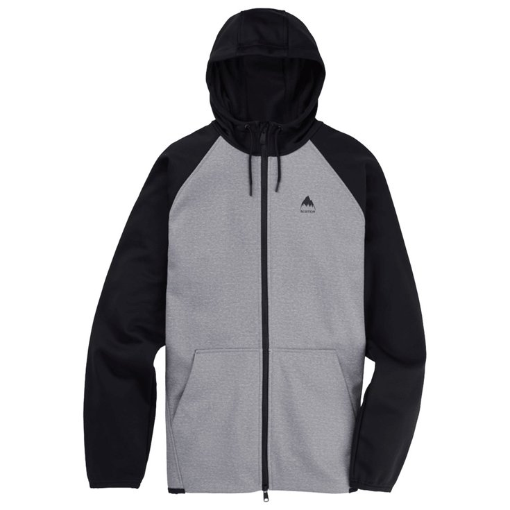 Burton Sweaters Crown Weatherproof Full Zip Grey Heather True Black Voorstelling