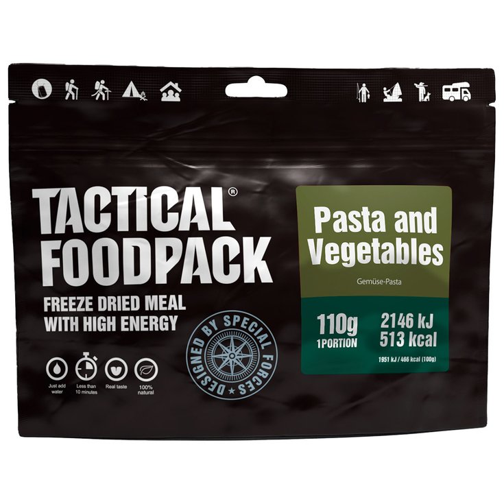 Tactical Foodpack Comida liofilizada Pâtes et Légumes 110g Presentación