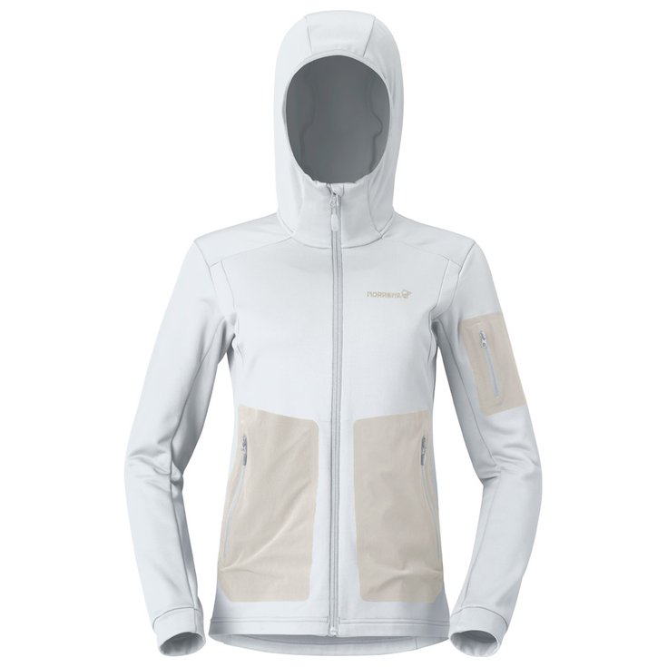 Norrona Bergbeklimmers jas Falketind Warm 2 Stretch Hood Snow White Voorstelling