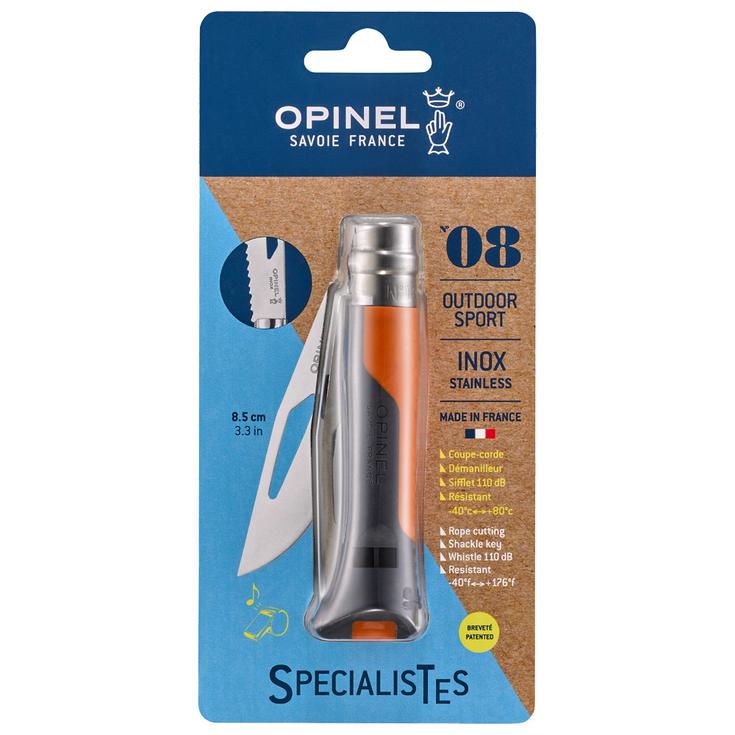Opinel Messer N°8 Outdoor Blister Soft Orange Präsentation