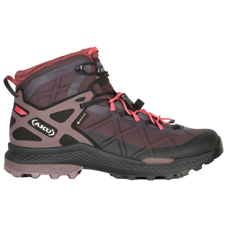Aku Botas de senderismo Rocket Mid Gore-Tex W's Deep Violet Coral Perfil Aku Botas de senderismo Rocket Mid Gore-Tex W's Deep Violet Coral Perfil