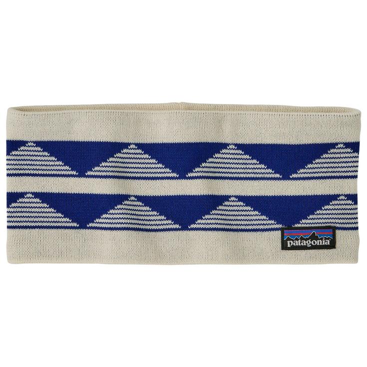 Patagonia Fascia Powder Town Headband Hut Tripper Stripe Birch White Presentazione