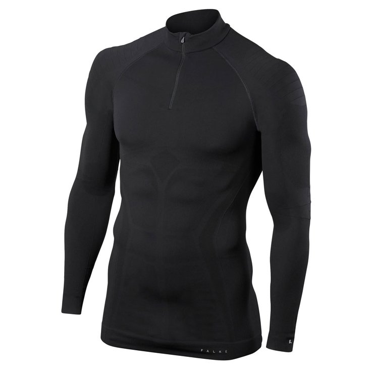 Falke Sous-vêtement technique Maximum Warm Zip Shirt Tight Fit Black Présentation