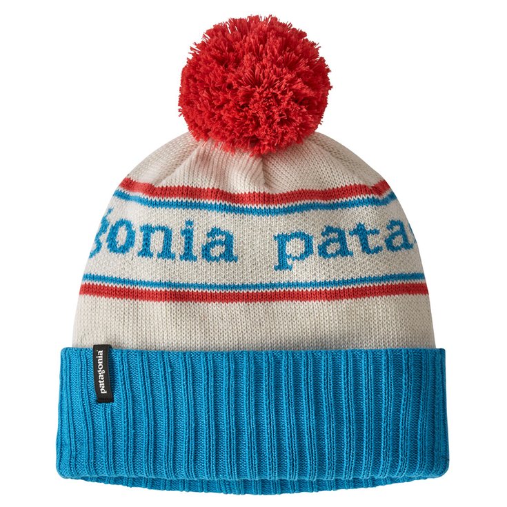 Patagonia Bonnet Kid's Powder Town Beanie Park Stripe Knit Joya Blue Profil