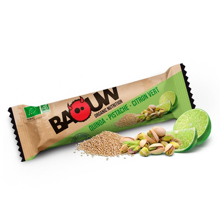 Baouw Barre Energétique Bio 25 g. x3 Quinoa - Pistache - Citron Vert Présentation