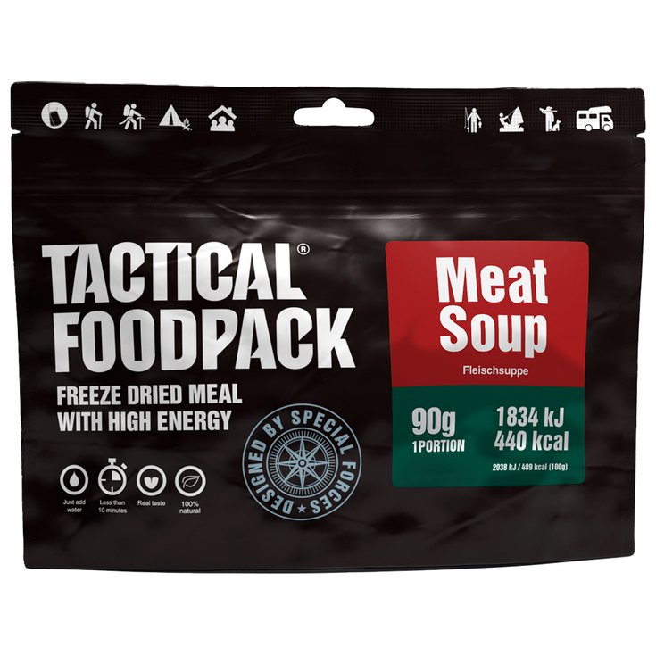 Tactical Foodpack Repas Lyophilisé Soupe à la Viande 90g Presentación