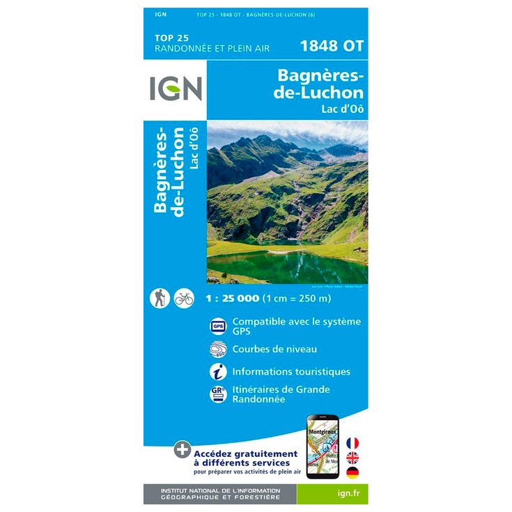 IGN Kaart 1848OT Bagnères-de-Luchon, Lac d'Oô Voorstelling