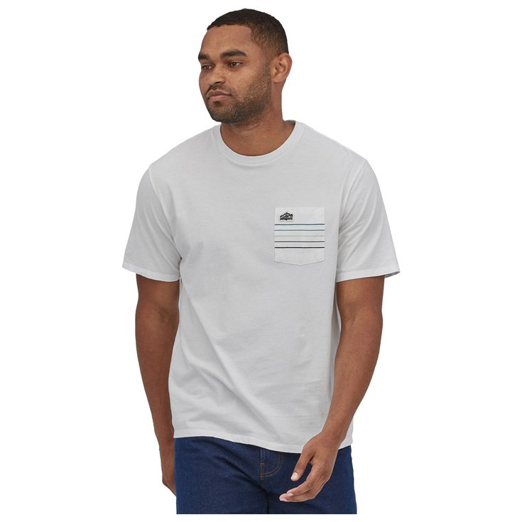 Patagonia Camiseta M Line Logo Ridge Stripe Organic Pocket White Presentación