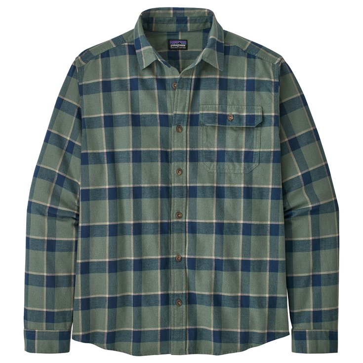 Patagonia Men’s Long-Sleeved Cotton in Conversion Lightweight Fjord Flannel Shirt Graft: Hemlock Green 