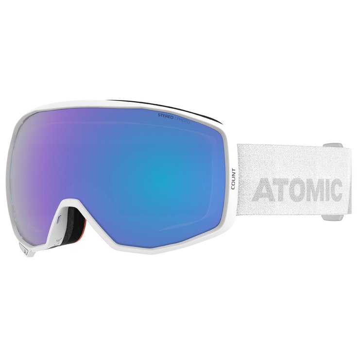 Atomic Masque de Ski Count Photo White Blue Stereo Photo Voorstelling