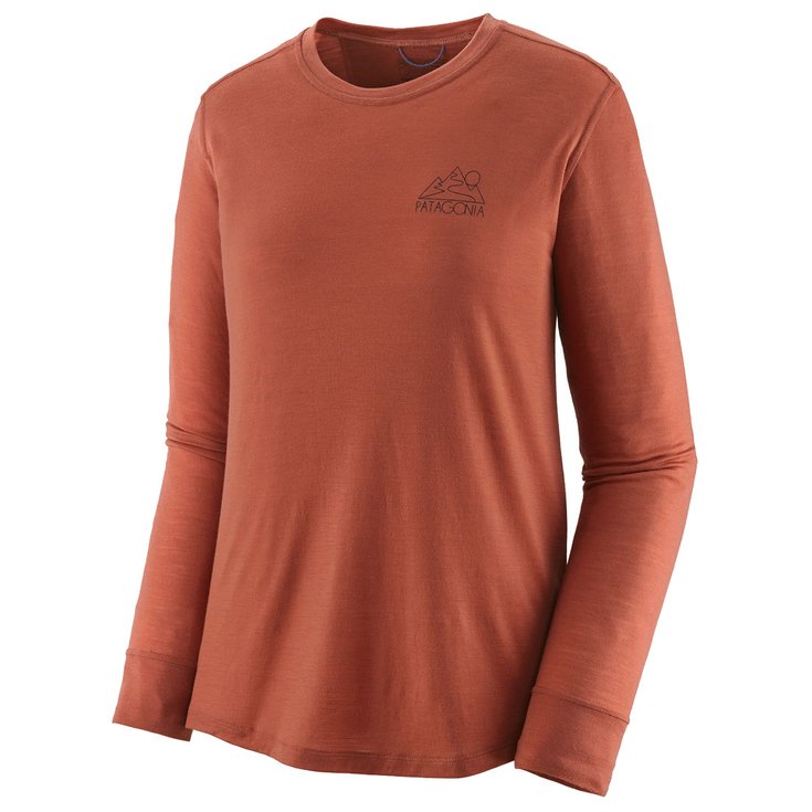 Patagonia Wander-T-Shirt W's L/S Cap Cool Merino Graphic Shirt Burl Red Präsentation