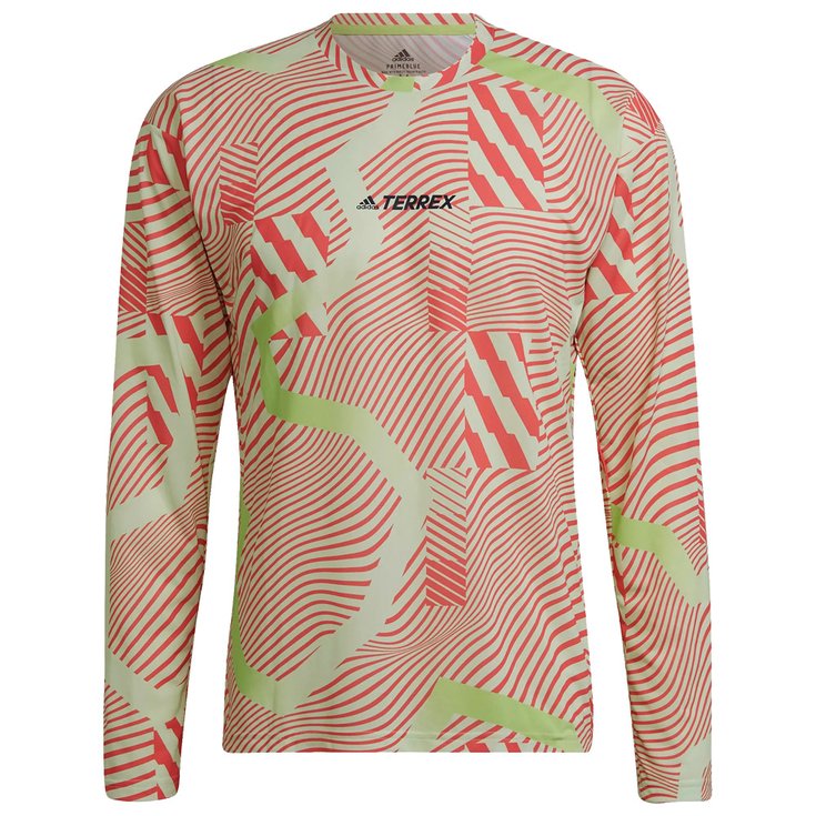 Adidas Tee-shirt de trail Terrex Primeblue Trail Graphic Almost Lime Acid Red Voorstelling