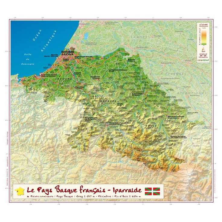 Geo Relief Carte 3D Le Pays basque français / Iparralde Présentation
