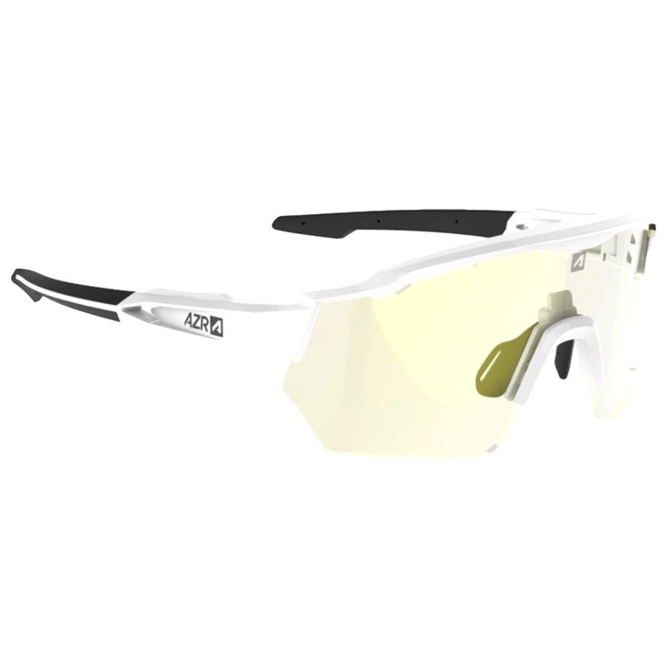 AZR Sonnenbrille Race Rx Blanche Vernie Noire Photochromique Irisé Gold Präsentation