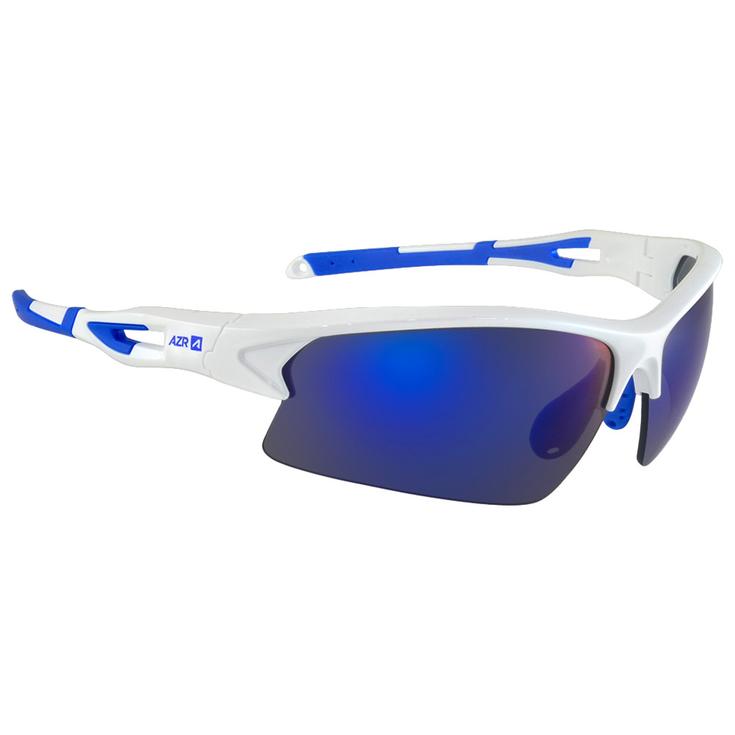 AZR Sonnenbrille Huez Blanche Vernie Bleu Bleu Miroir Präsentation