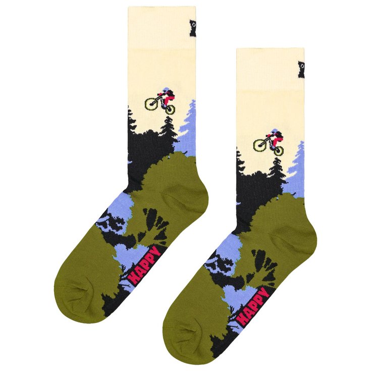 Happy Socks Crew Socks Mountain Bike White 