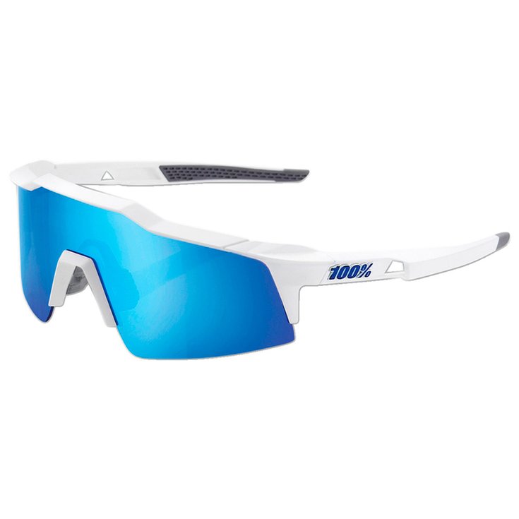 100 % Gafas Speedcraft Xs Matte White Blue Multilayer Mirror Lens Presentación