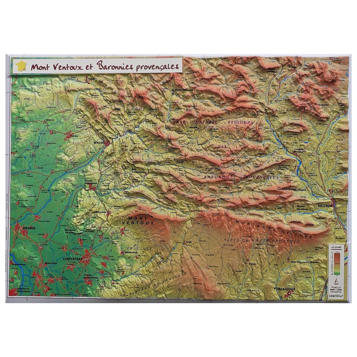 Geo Relief Raised-relief map Le Mont Ventoux Et Les Baronnies Provencales Overview