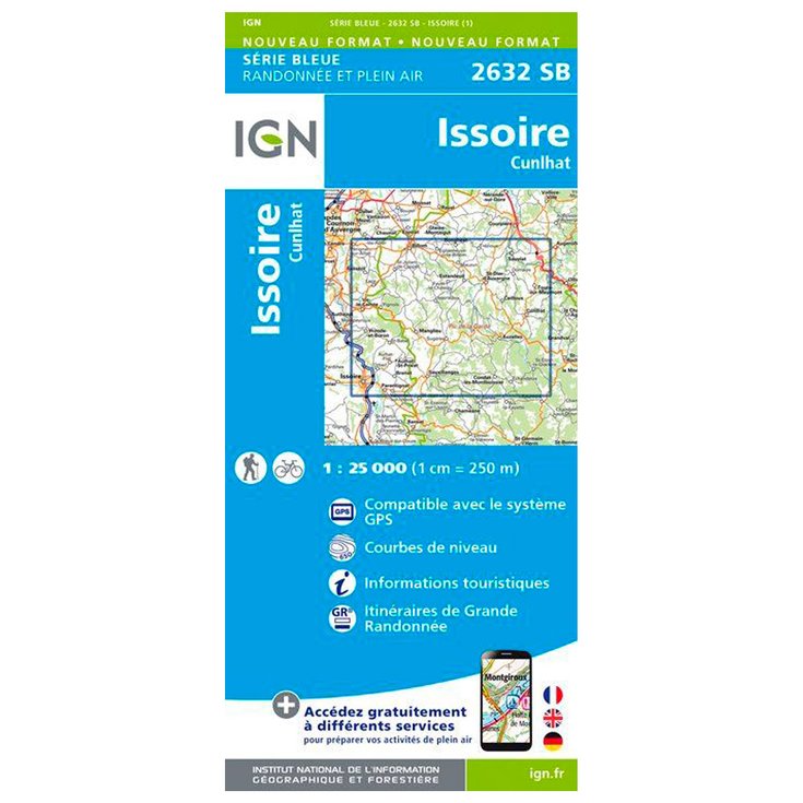 IGN Map 2632SB Issoire, Cunlhat Overview
