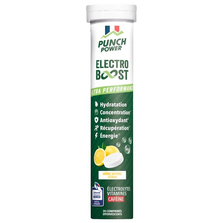 Punch Power Bevande Electroboost - Tube 20 Comprimés Citron Caféine Presentazione