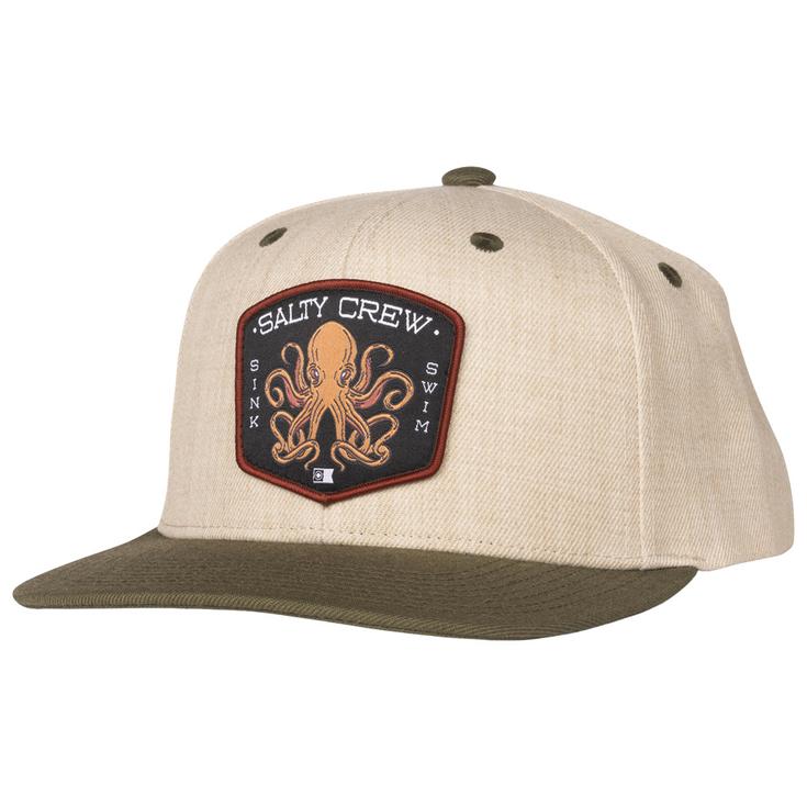 Salty Crew Casquettes Tako Club Snapback Natural Olive Présentation