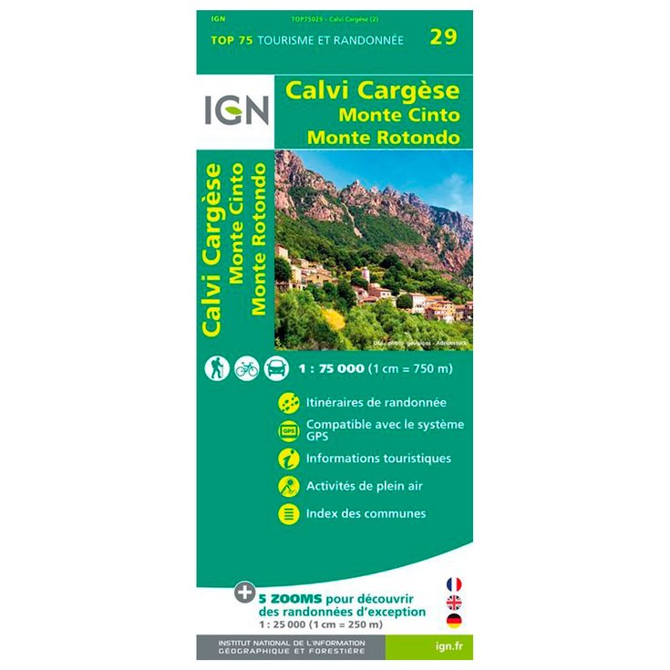 IGN Kaart Calvi Cargese Monte Cinto Monte Rotondo Voorstelling
