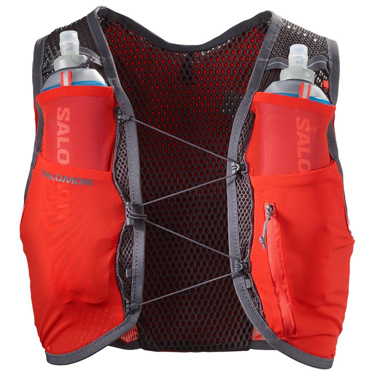 Salomon Gilet Trail Active Skin 4 With Flask Fiery Red Ebony Overview
